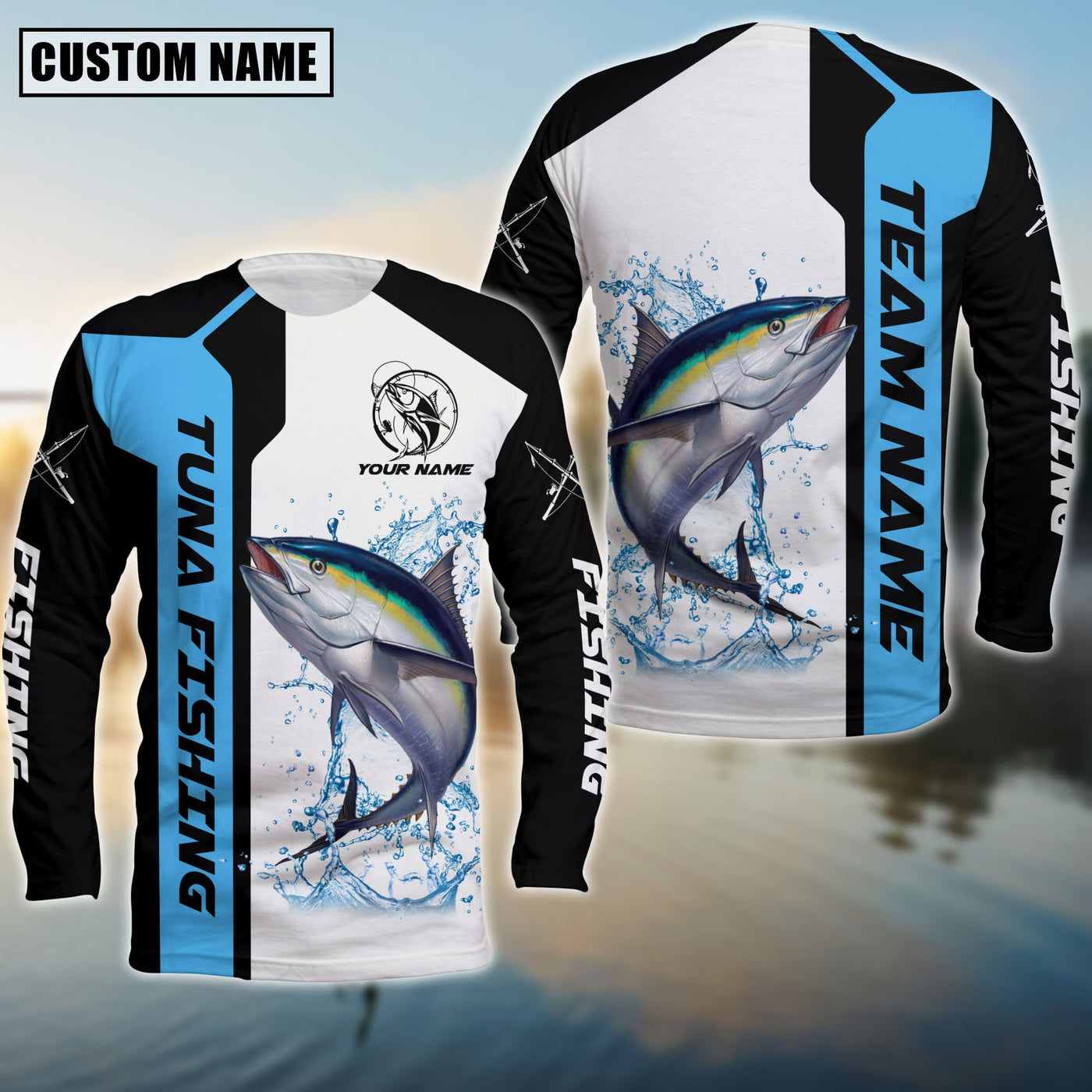 Blisscorners Tuna Fishing Premium Blue Line Sport Jersey Personalized Name And Team Name Long Sweat Shirt