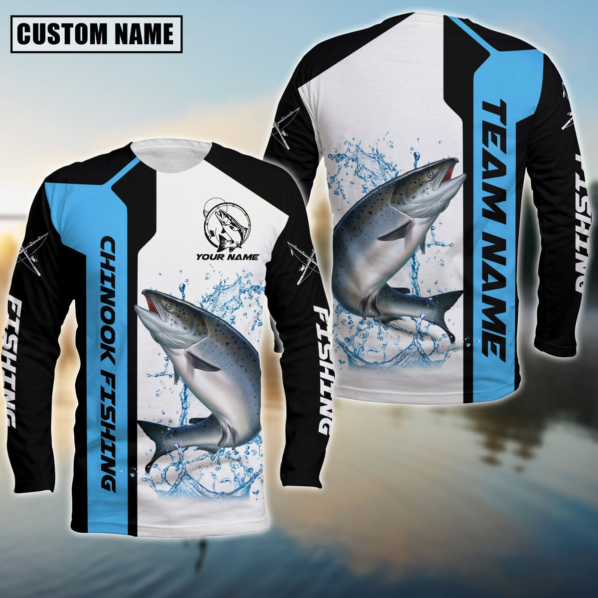 Blisscorners Chinook Fishing Premium Blue Line Sport Jersey Personalized Name And Team Name Long Sweat Shirt