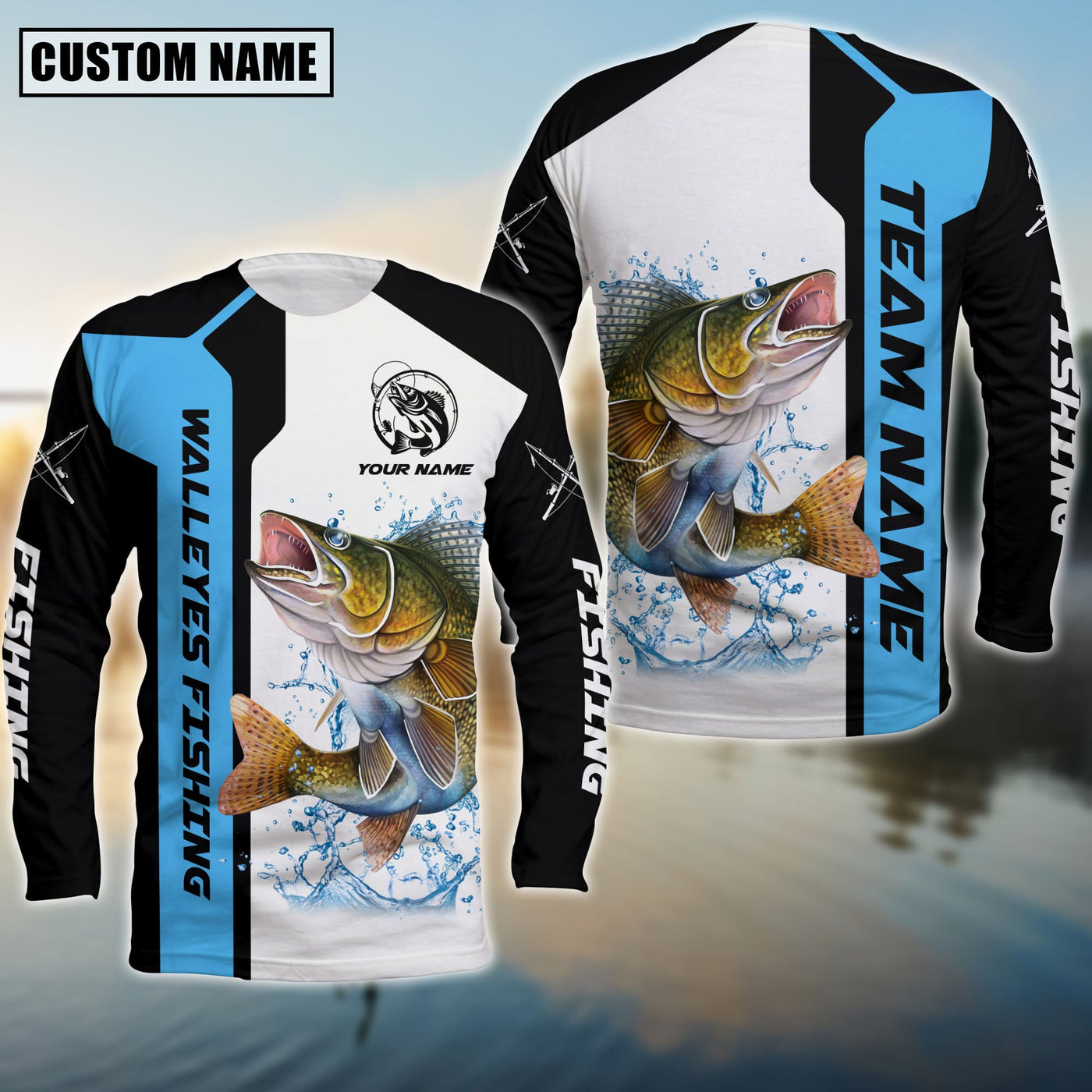 Blisscorners Walleyes Fishing Premium Blue Line Sport Jersey Personalized Name And Team Name Long Sweat Shirt