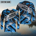 Blisscorners Marlin Fishing Blue Water Flow Pattern Premium Sport Jersey Personalized Name And Team Name Long Sweat Shirt