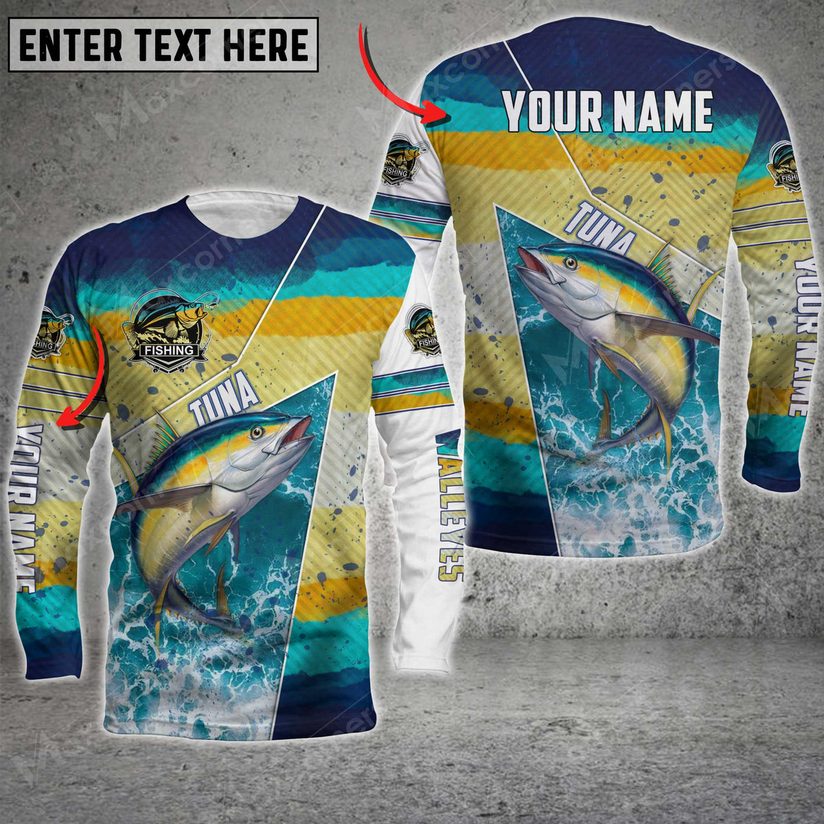 Blisscorners Tuna Fishing Salt Water Skin Fishing Pattern Sport Jersey Personalized Name And Team Name Long Sweat Shirt