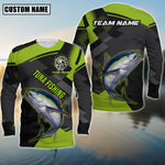 Blisscorners Tuna Fishing Green Pattern Pro Sport Jersey Personalized Name And Team Name Long Sweat Shirt
