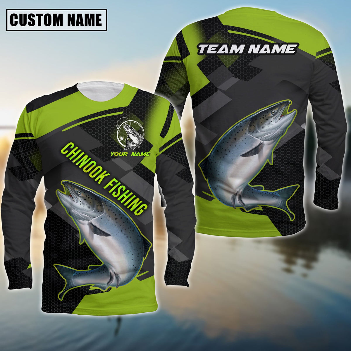 Blisscorners Chinook Fishing Green Pattern Pro Sport Jersey Personalized Name And Team Name Long Sweat Shirt