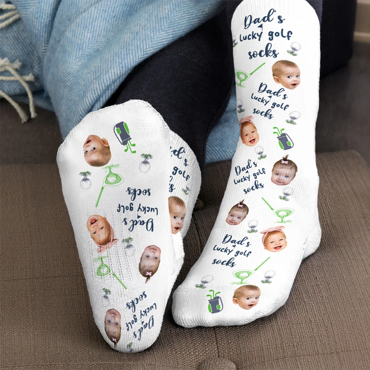 Blisscorners Dad's Lucky Golf Socks, Custom Face Socks, Christmas Golf Gift, Golf Gift For MenLM2611