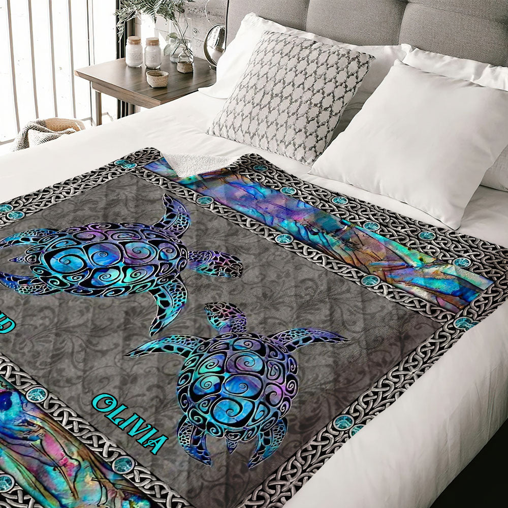 BLISSCORNERS PERSONALIZED COUPLE TURTLE FLEECE BLANKET