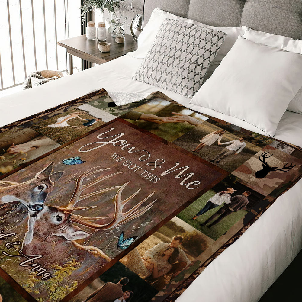 BLISSCORNERS PERSONALIZED YOU AND ME WE GOT THIS COUPLE DEER FLEECE BLANKET