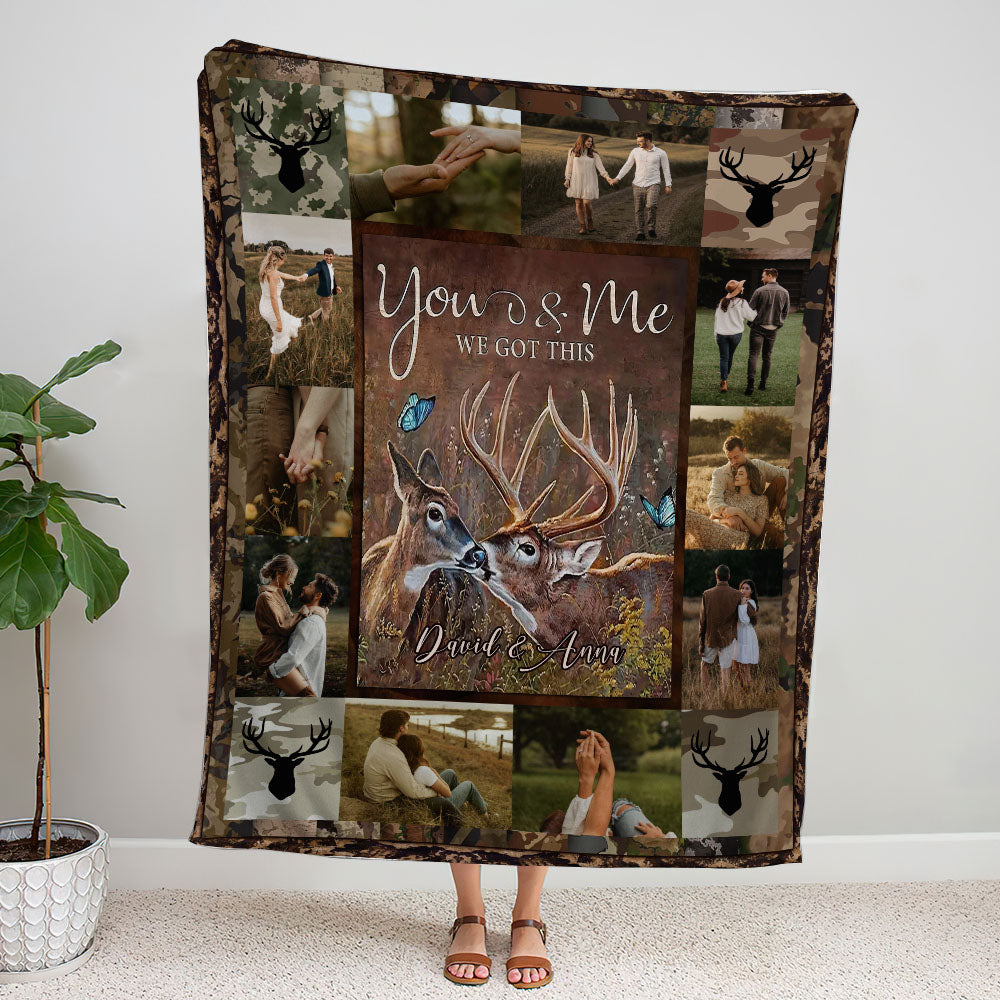 BLISSCORNERS PERSONALIZED YOU AND ME WE GOT THIS COUPLE DEER FLEECE BLANKET
