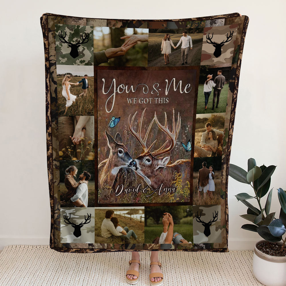 BLISSCORNERS PERSONALIZED YOU AND ME WE GOT THIS COUPLE DEER FLEECE BLANKET