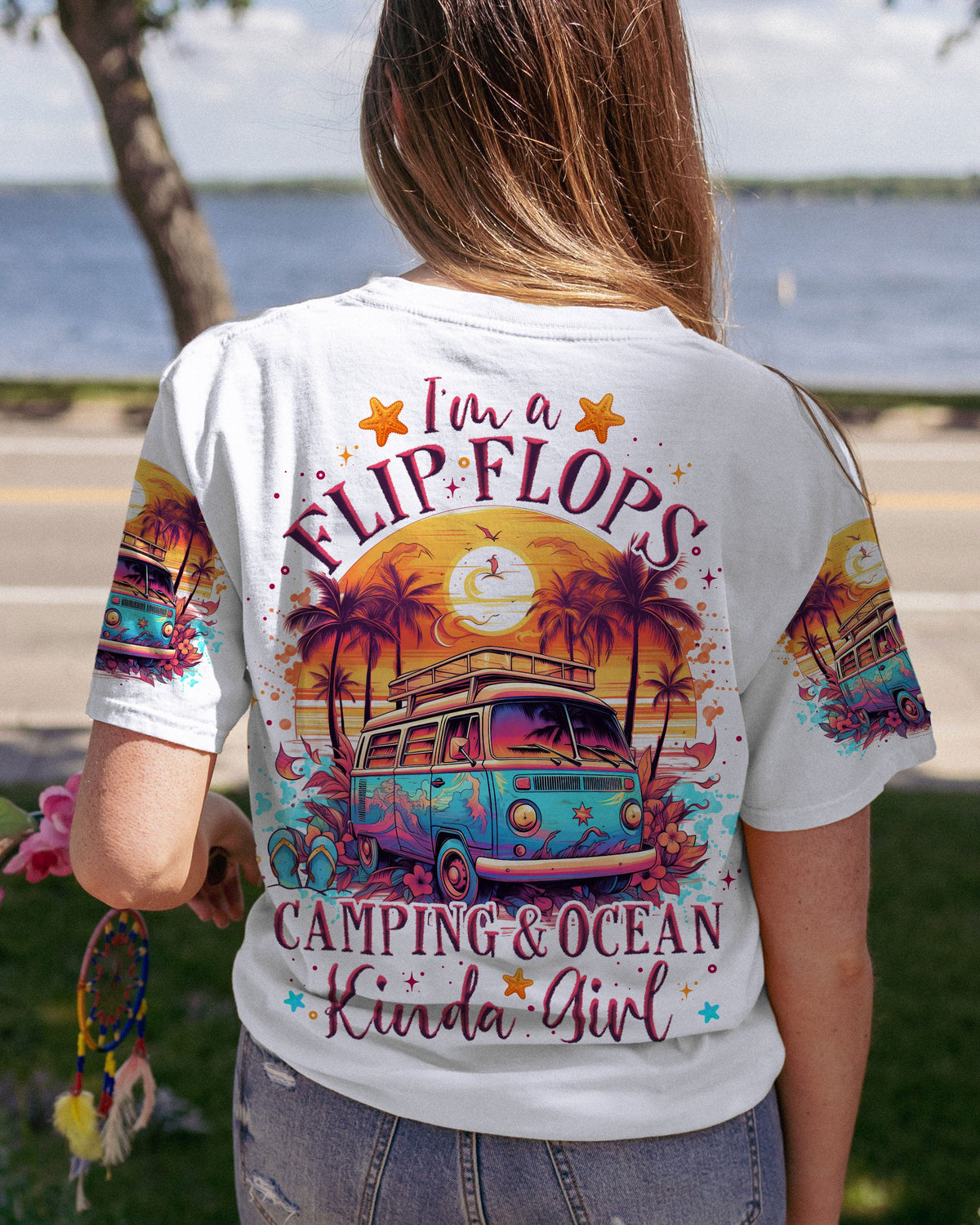BLISSCORNERS FLIP FLOPS CAMPING OCEAN KINDA GIRL ALL OVER PRINT