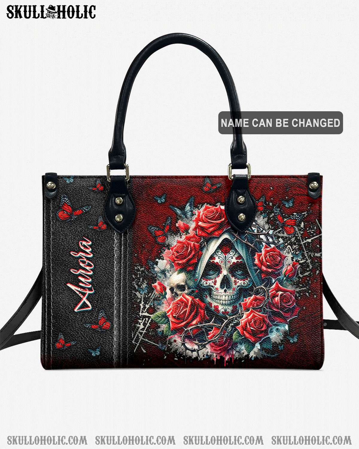 BLISSCORNERS SUGAR SKULL ROSE LEATHER HANDBAG