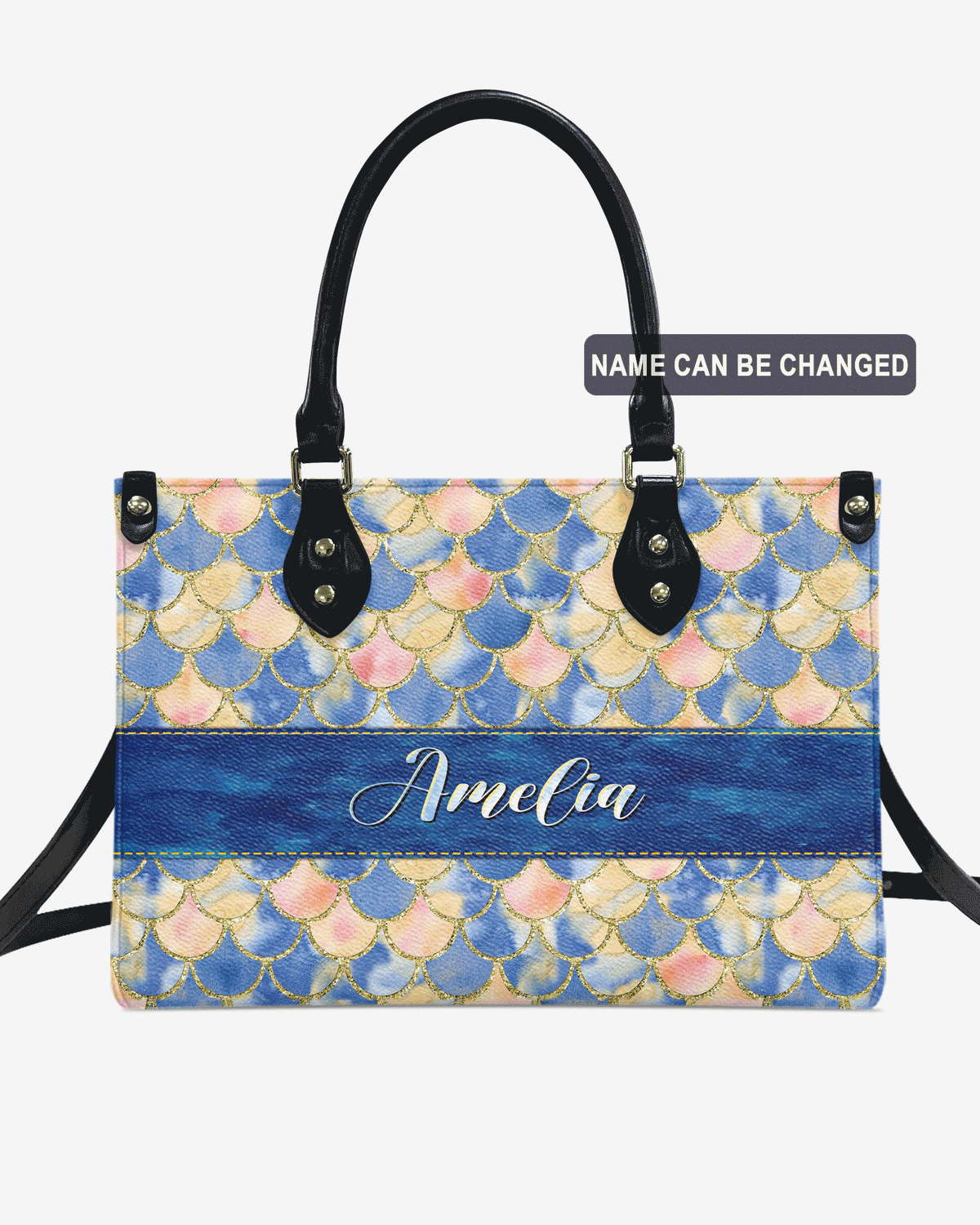 BLISSCORNERS SPARKLES MERMAID PATTERN LEATHER HANDBAG