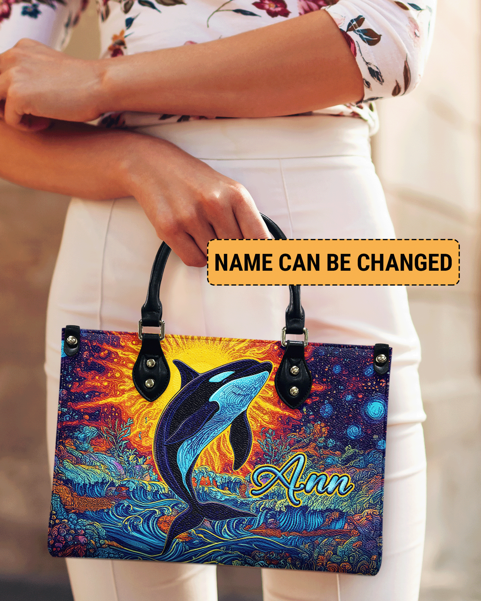 BLISSCORNERS ORCA ART LEATHER HANDBAG