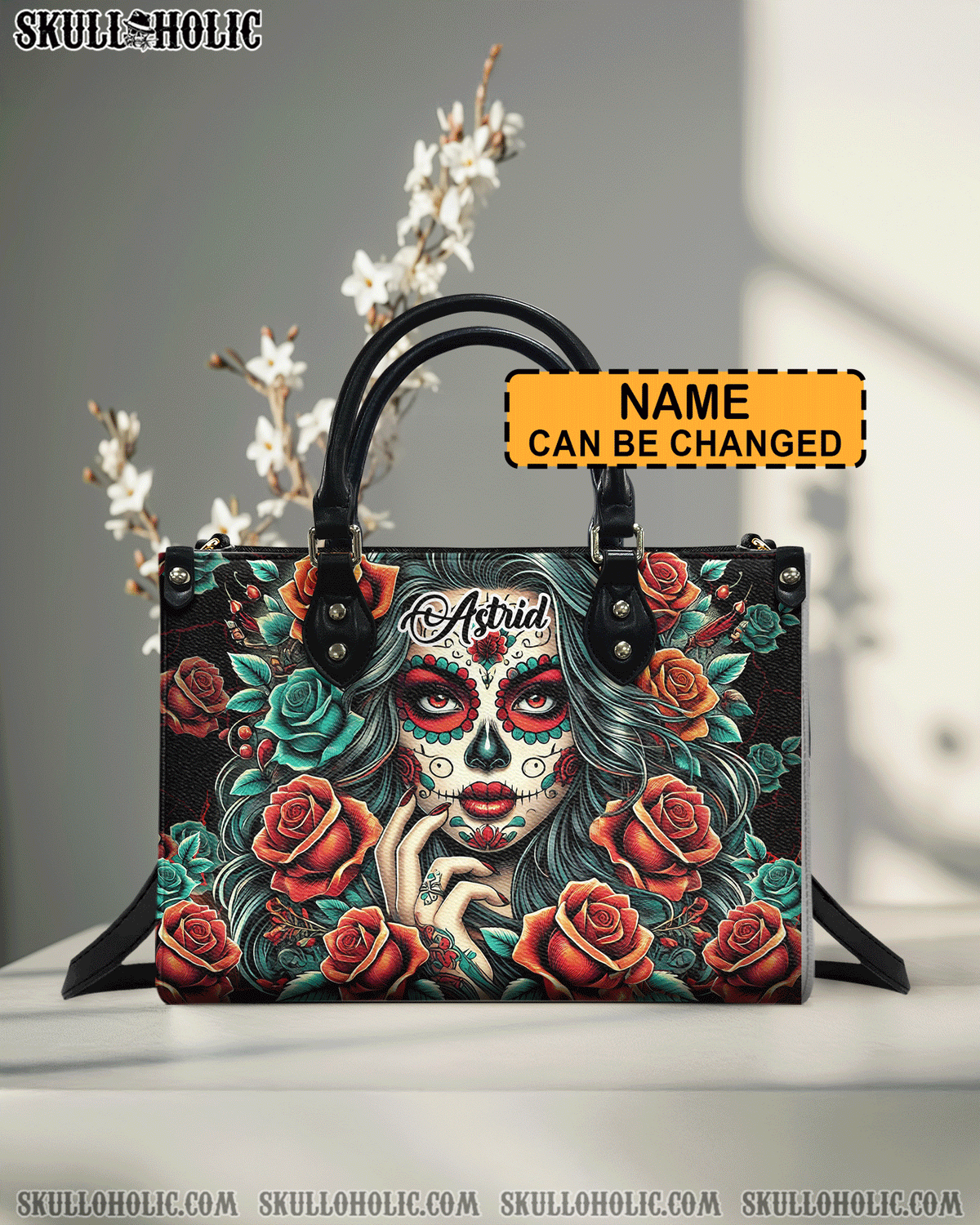 BLISSCORNERS SUGAR SKULL LEATHER HANDBAG