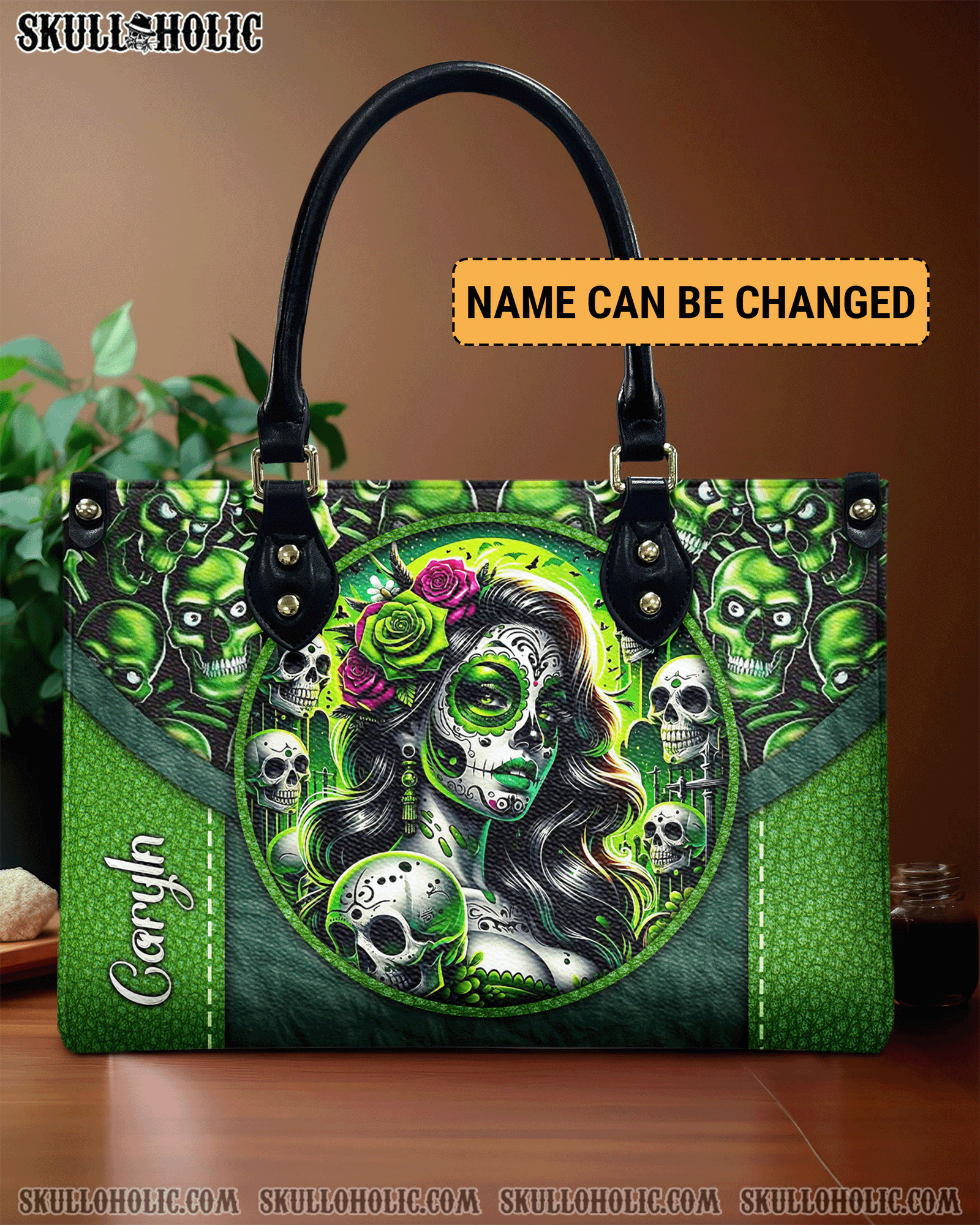 BLISSCORNERS SUGAR SKULL LEATHER HANDBAG