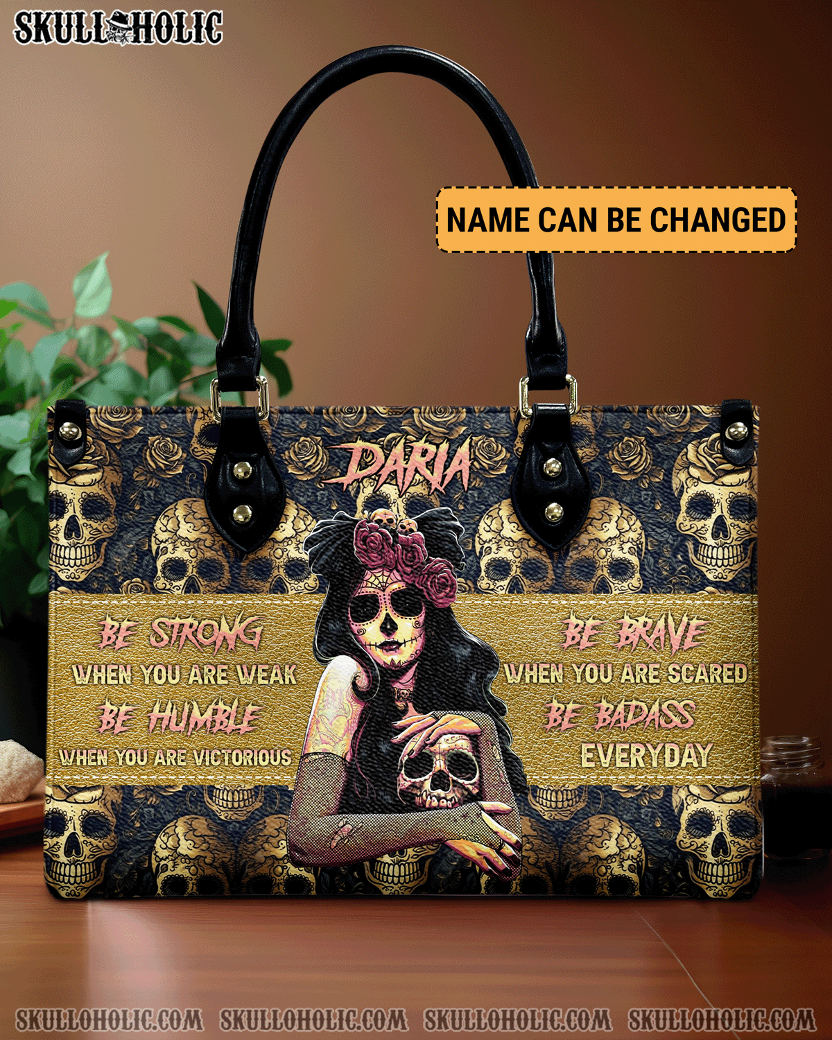BLISSCORNERS BE STRONG WHEN YOU ARE WEAK LEATHER HANDBAG