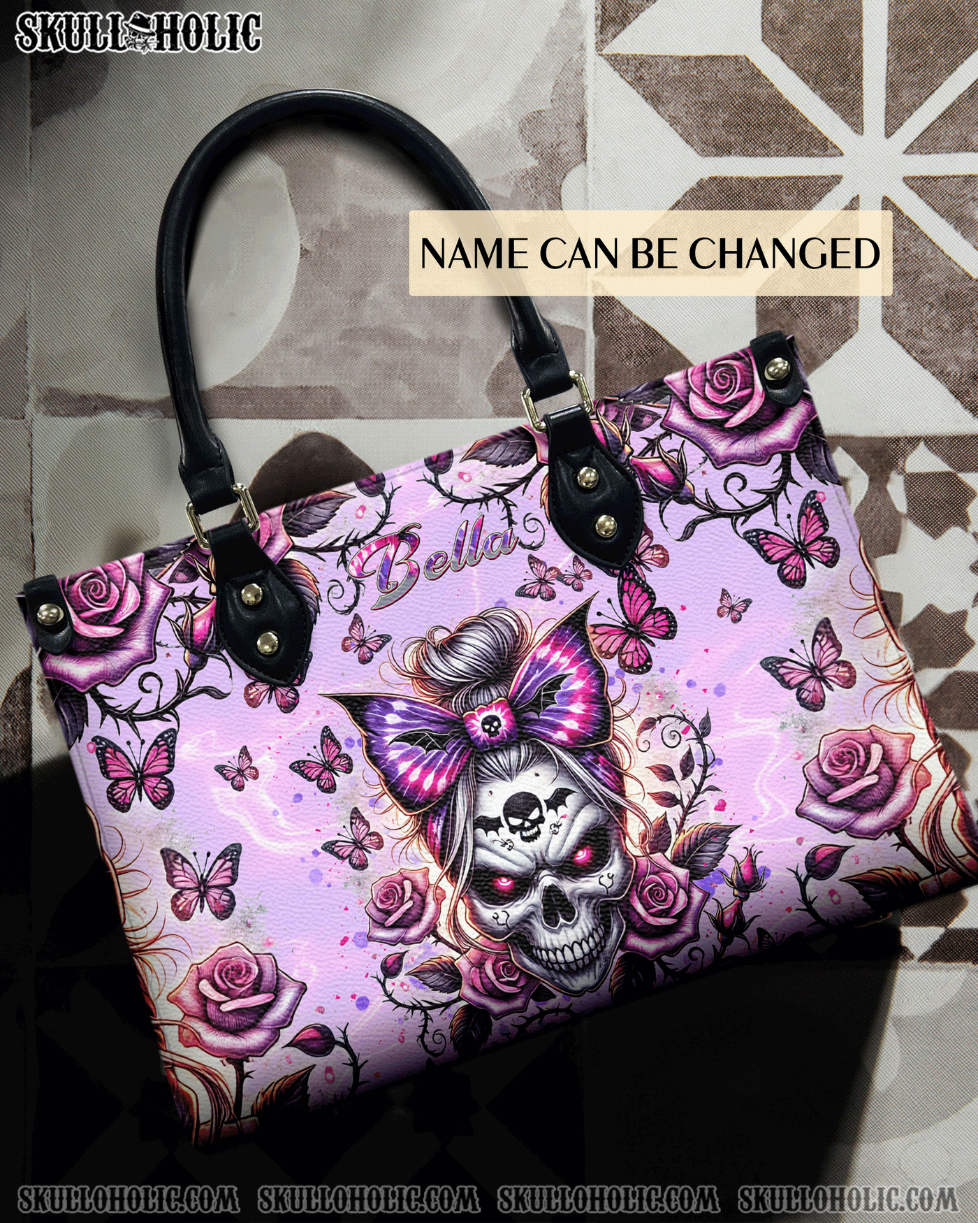BLISSCORNERS SKULL MESSY BUN  LEATHER HANDBAG