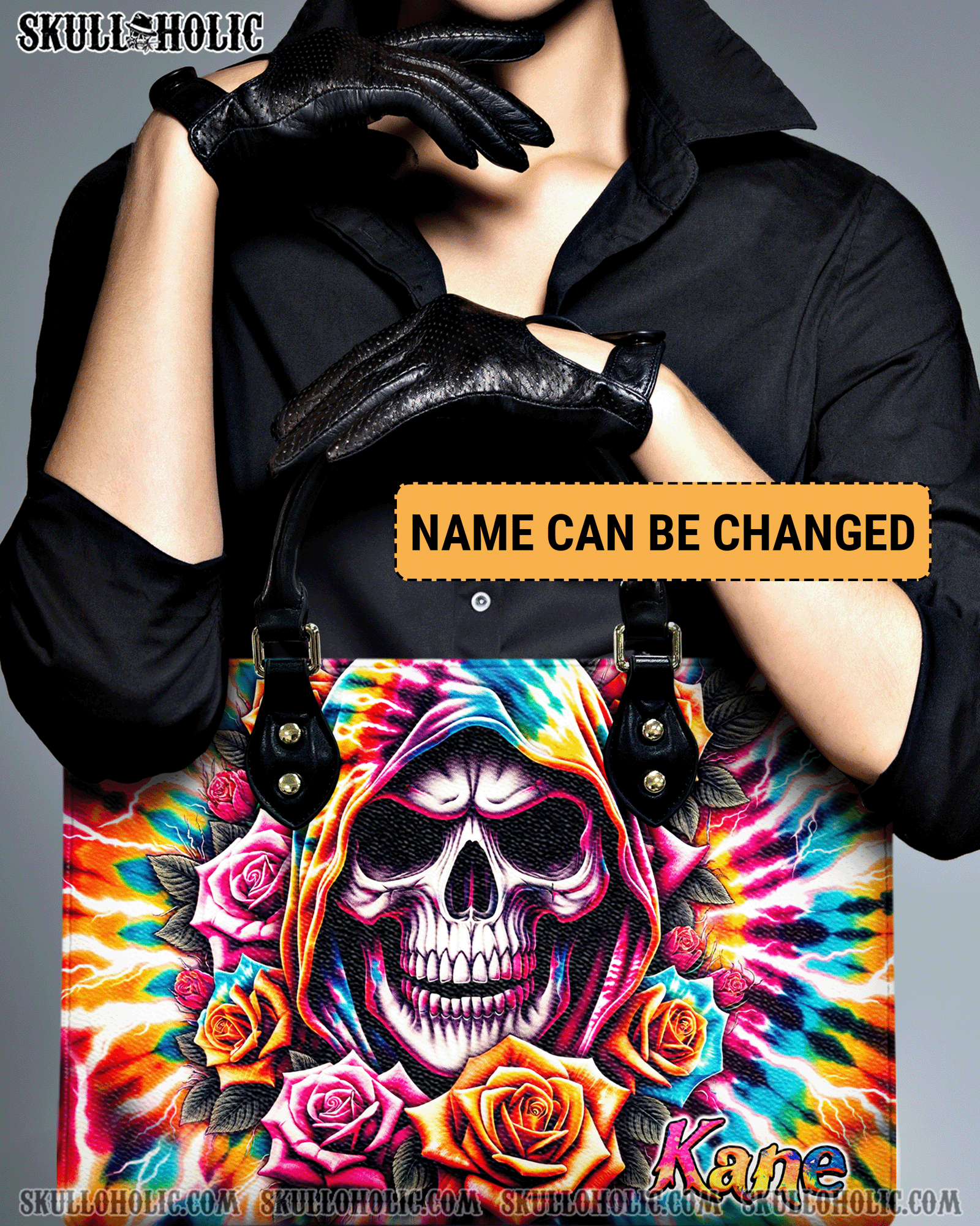 BLISSCORNERS REAPER ROSE TIE DYE LEATHER HANDBAG