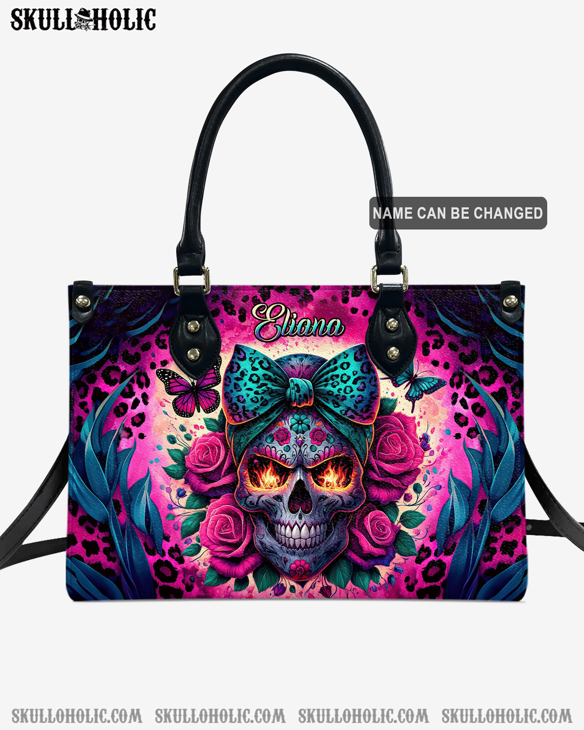 BLISSCORNERS SKULL LEOPARD LEATHER HANDBAG