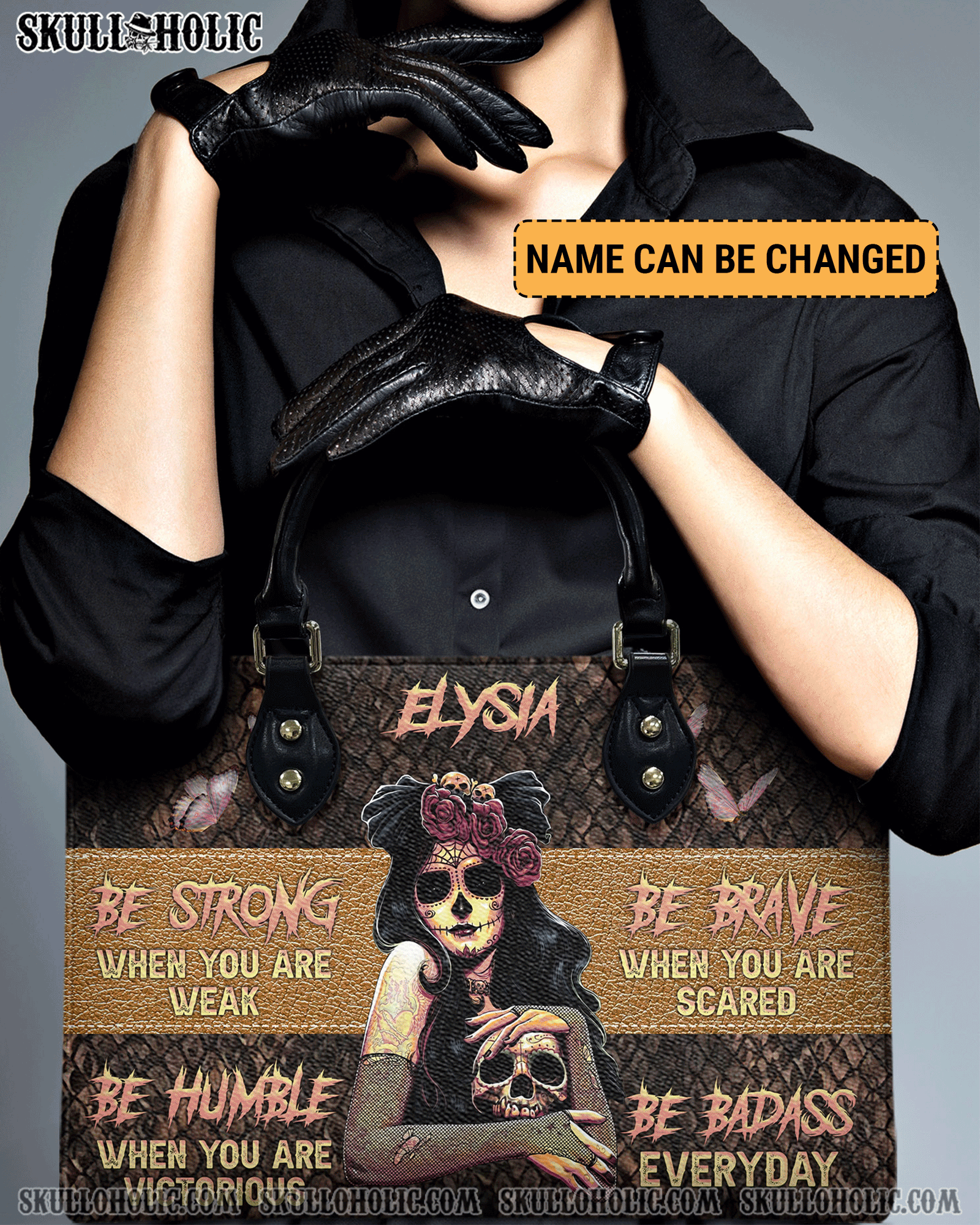 BLISSCORNERS BE STRONG WHEN YOU ARE WEAK LEATHER HANDBAG