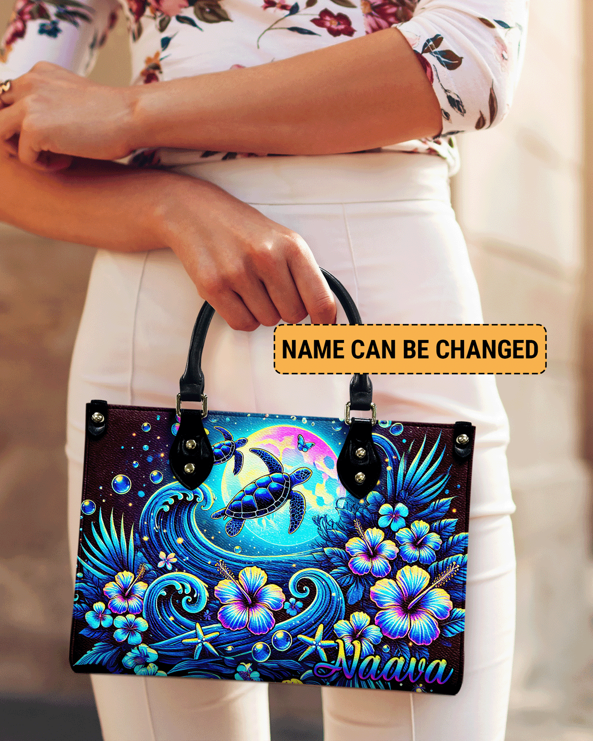 BLISSCORNERS TURTLE UNDER MOON LEATHER HANDBAG