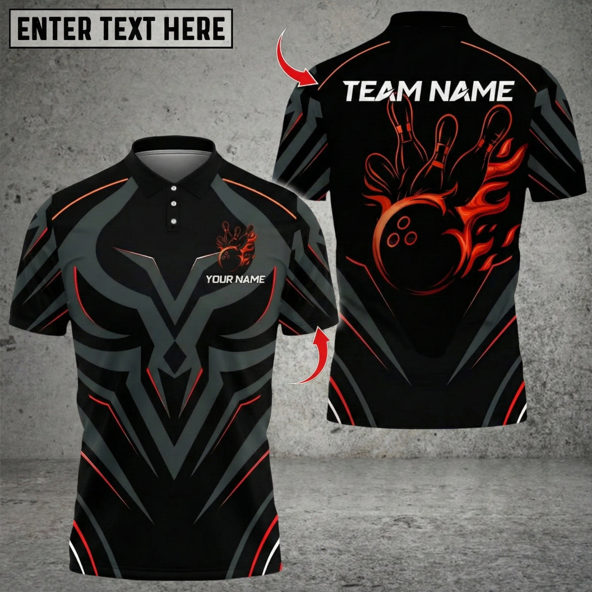 Blisscorners Bowling Golden Royal Flame Multicolor Customized Name, Team Name 3D Shirts