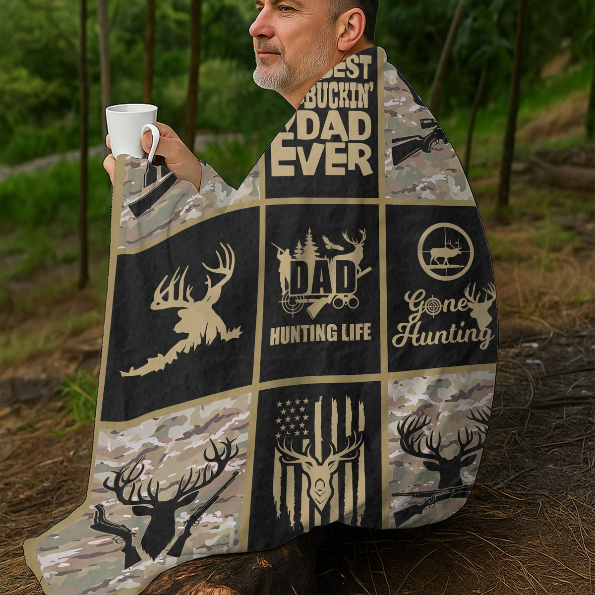 Blisscorners Hunting Life Best BuckinÃ¢â‚¬â„¢ Dad Ever Fleece Blanket - Camouflage Deer & Rifle Design - Gift for Hunters LM1611