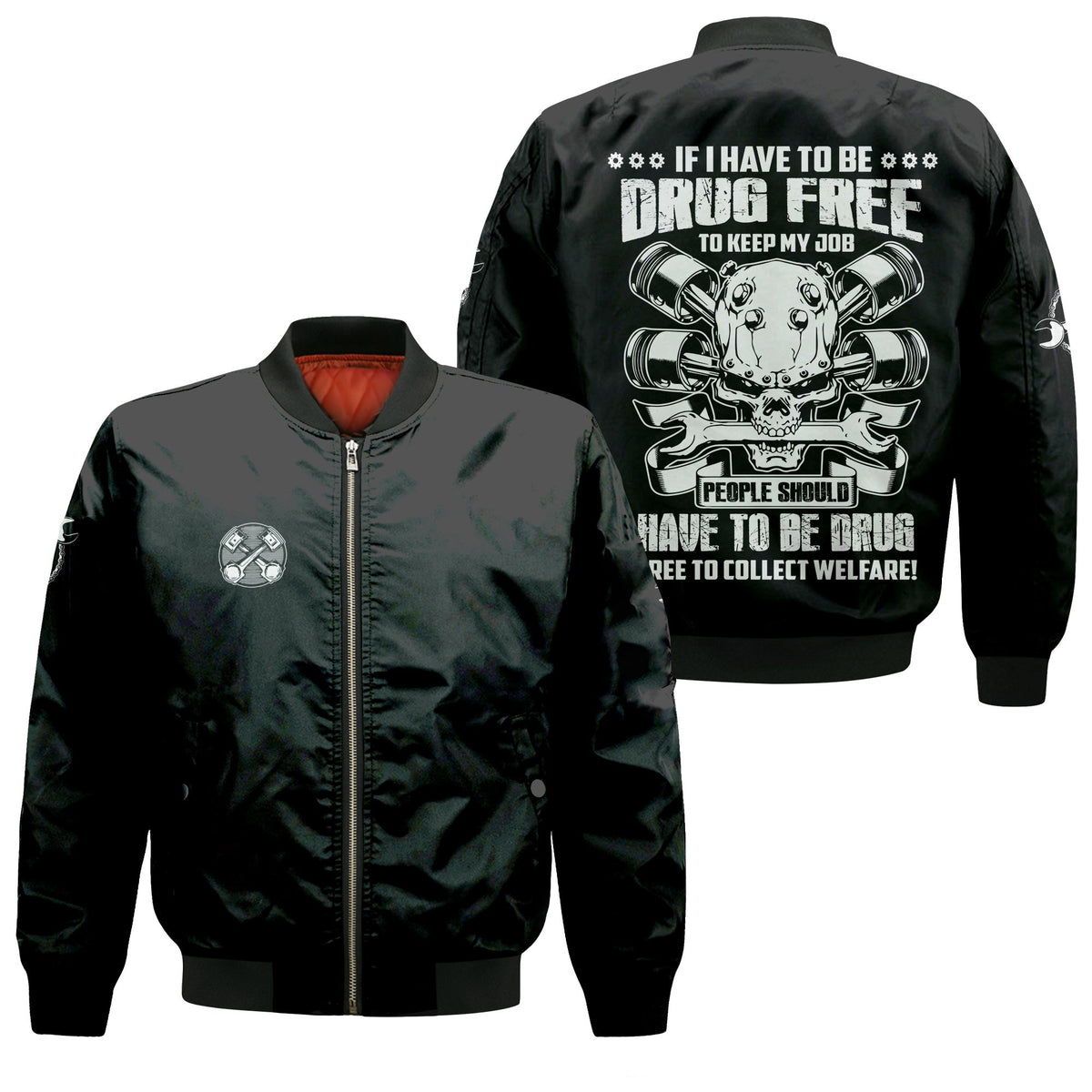 Blisscorners Funny Mechanic Shirt If I Have To Be Drug Free To Kep My Job Skull Wrench Black Hoodie
