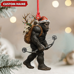 Blisscorners Bigfoot Hunter Christmas Ornament, Funny Sasquatch Archery Decor, Rustic Holiday Gift for Outdoor Adventure Lovers LM0411