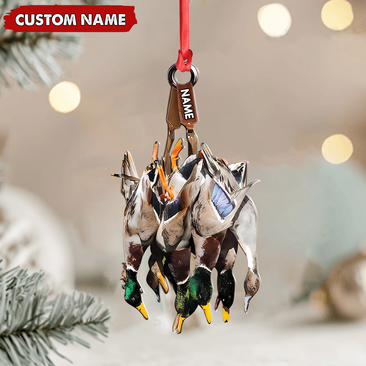 Blisscorners Custom Duck Hunting Acrylic Ornament - Personalized Waterfowl Christmas Decoration LM0411