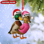 Blisscorners Custom Funny Duck Couple Christmas Ornament - Personalized Names, Custom Gift for Couples & Animal Lovers LM0411