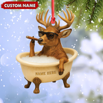 Blisscorners Personalized Funny Deer Bathtub Ornament, Cool Buck Relaxing Christmas Decor, Unique Gag Gift for Hunters and Men LM0411