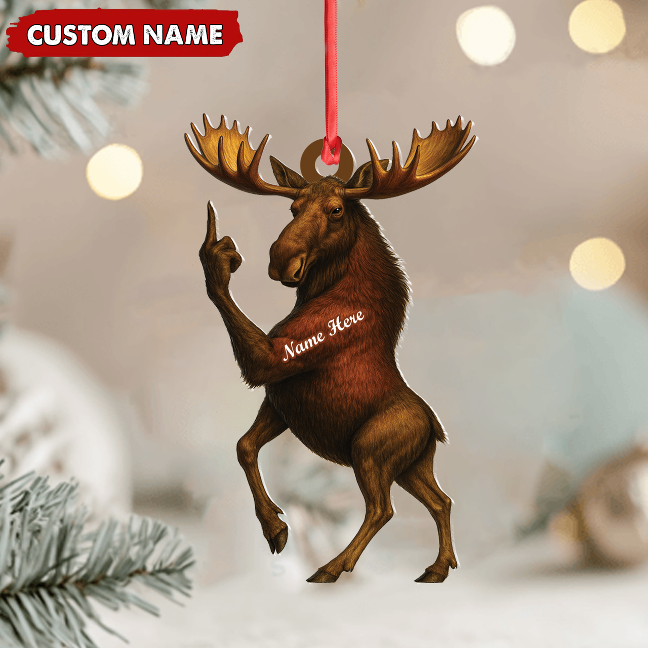 Blisscorners Personalized Funny Moose Acrylic Christmas Ornament - Custom Decoration Holiday Gift for Hunters 2D Flat