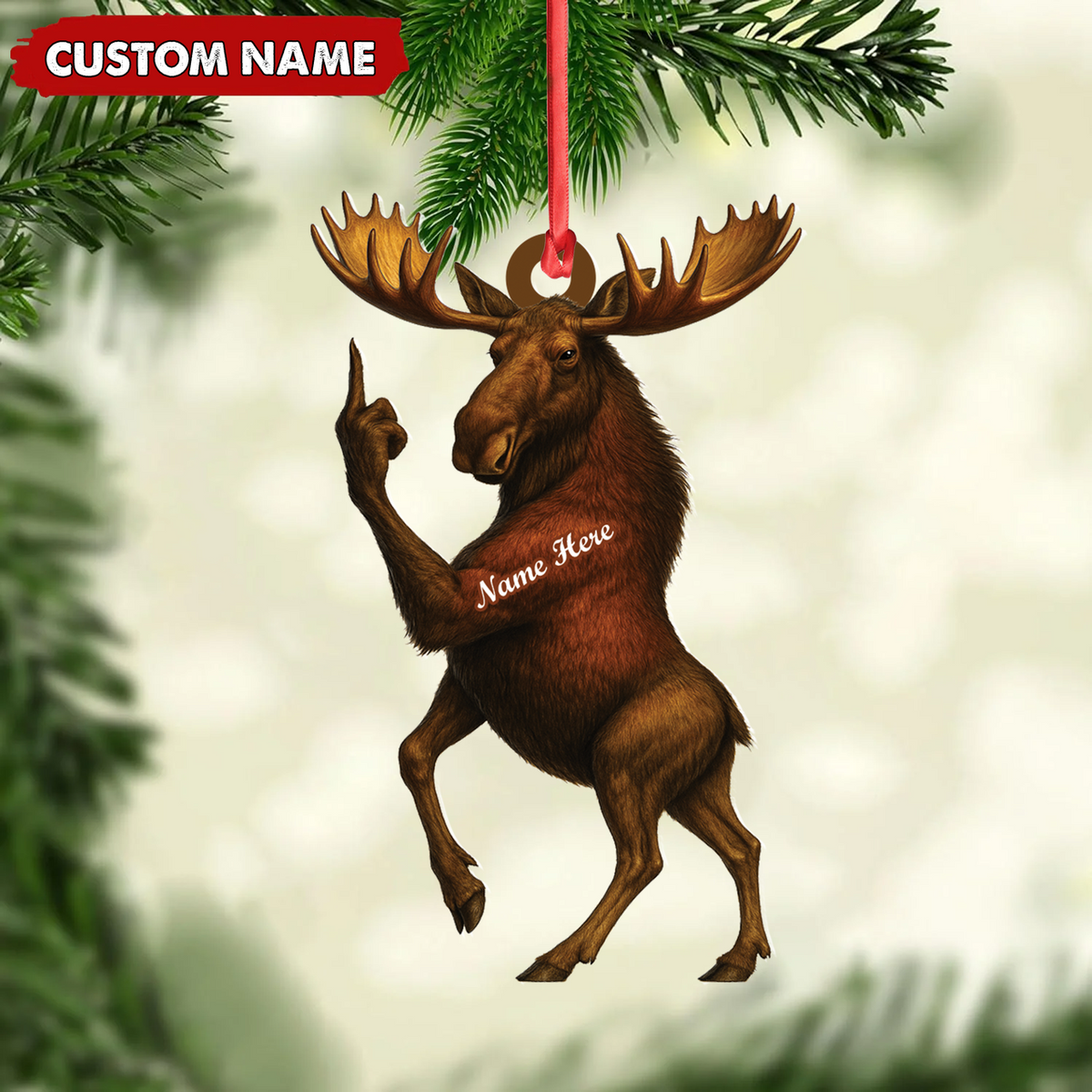 Blisscorners Personalized Funny Moose Acrylic Christmas Ornament - Custom Decoration Holiday Gift for Hunters 2D Flat