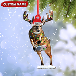 Blisscorners Personalized Deer Acrylic Christmas Ornament - Custom Name Buck with Lights Holiday Gift LM0411