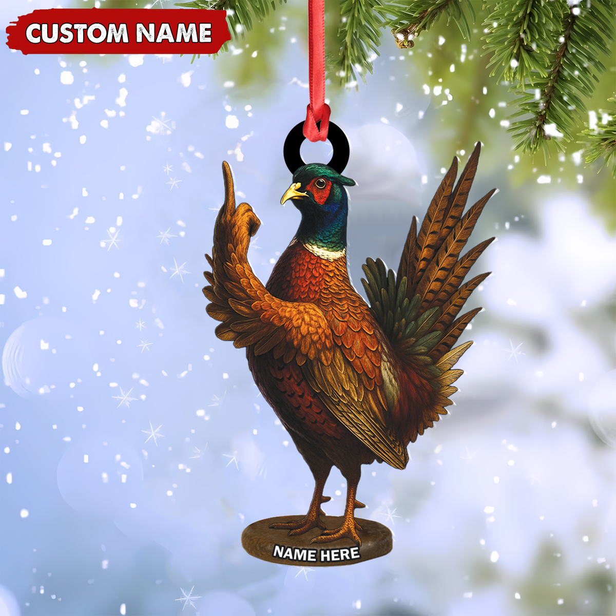 Blisscorners Personalized Funny Pheasant Acrylic Ornament - Custom Christmas Gift for Hunters & Bird Lovers LM0411