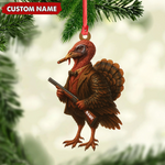 Blisscorners Personalized Funny Turkey Hunter Ornament, Dapper Gobbler with Gun Christmas Decor, Unique Gag Gift for Hunters and Men LM0411