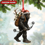 Blisscorners Bigfoot Hunter Christmas Ornament, Funny Sasquatch Archery Decor, Rustic Holiday Gift for Outdoor Adventure Lovers LM0411