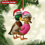 Blisscorners Custom Funny Duck Couple Christmas Ornament - Personalized Names, Custom Gift for Couples & Animal Lovers LM0411