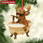 Blisscorners Personalized Funny Deer Bathtub Ornament, Cool Buck Relaxing Christmas Decor, Unique Gag Gift for Hunters and Men LM0411
