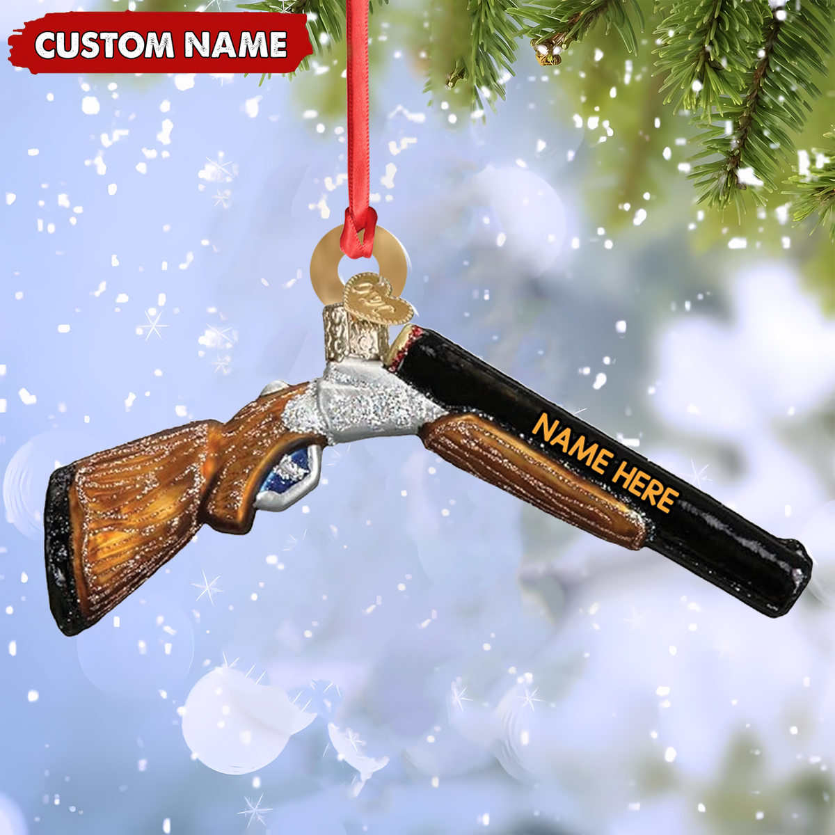 Blisscorners Personalized Shotgun Christmas Ornament - Custom Name Gift for Hunters & Outdoorsmen LM0411
