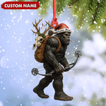 Blisscorners Bigfoot Hunter Christmas Ornament, Funny Sasquatch Archery Decor, Rustic Holiday Gift for Outdoor Adventure Lovers LM0411
