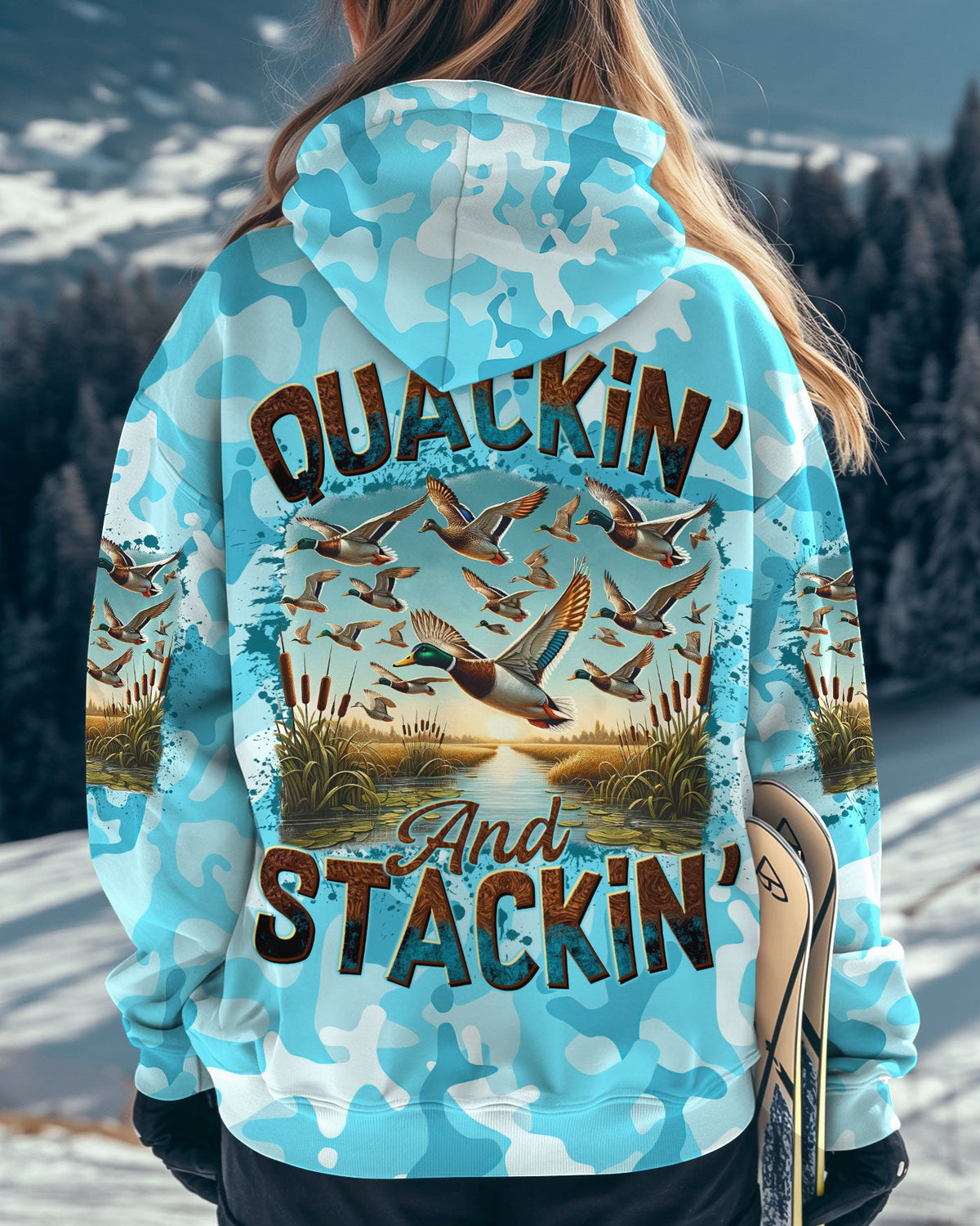 BLISSCORNERS QUACKIN' AND STACKIN' HUNTING DUCK CAMO ALL OVER PRINT