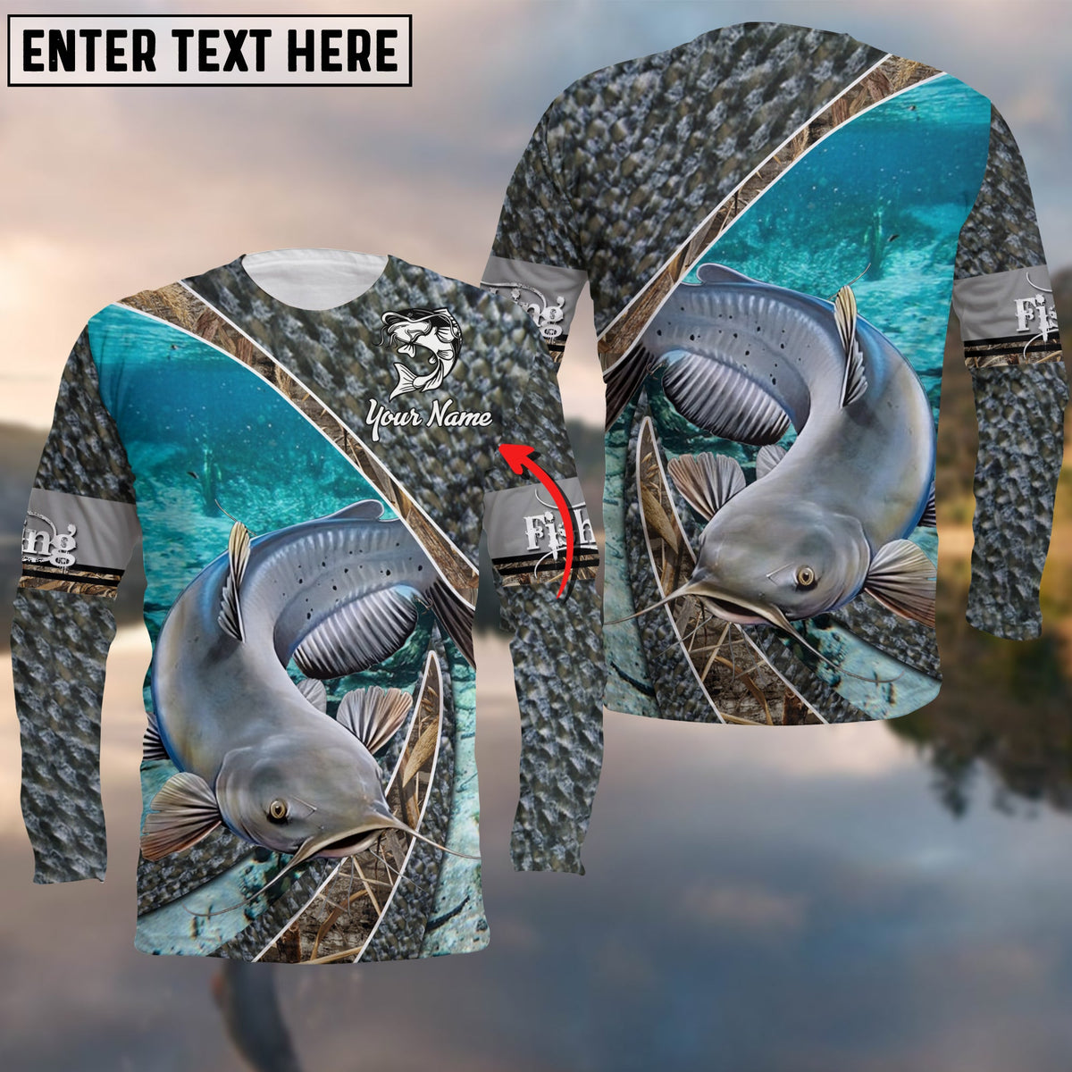 Blisscorners Catfish Skin And Camo Fishing Cool Customize Name 3D Shirts