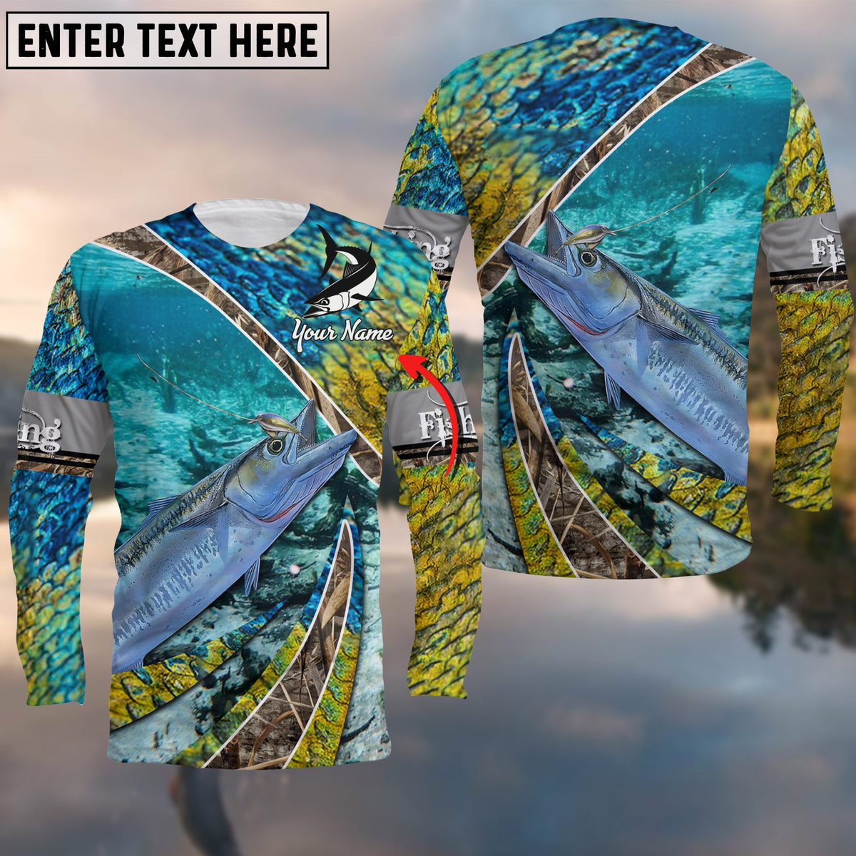 Blisscorners Kingfish Skin And Camo Fishing Cool Customize Name 3D Shirts