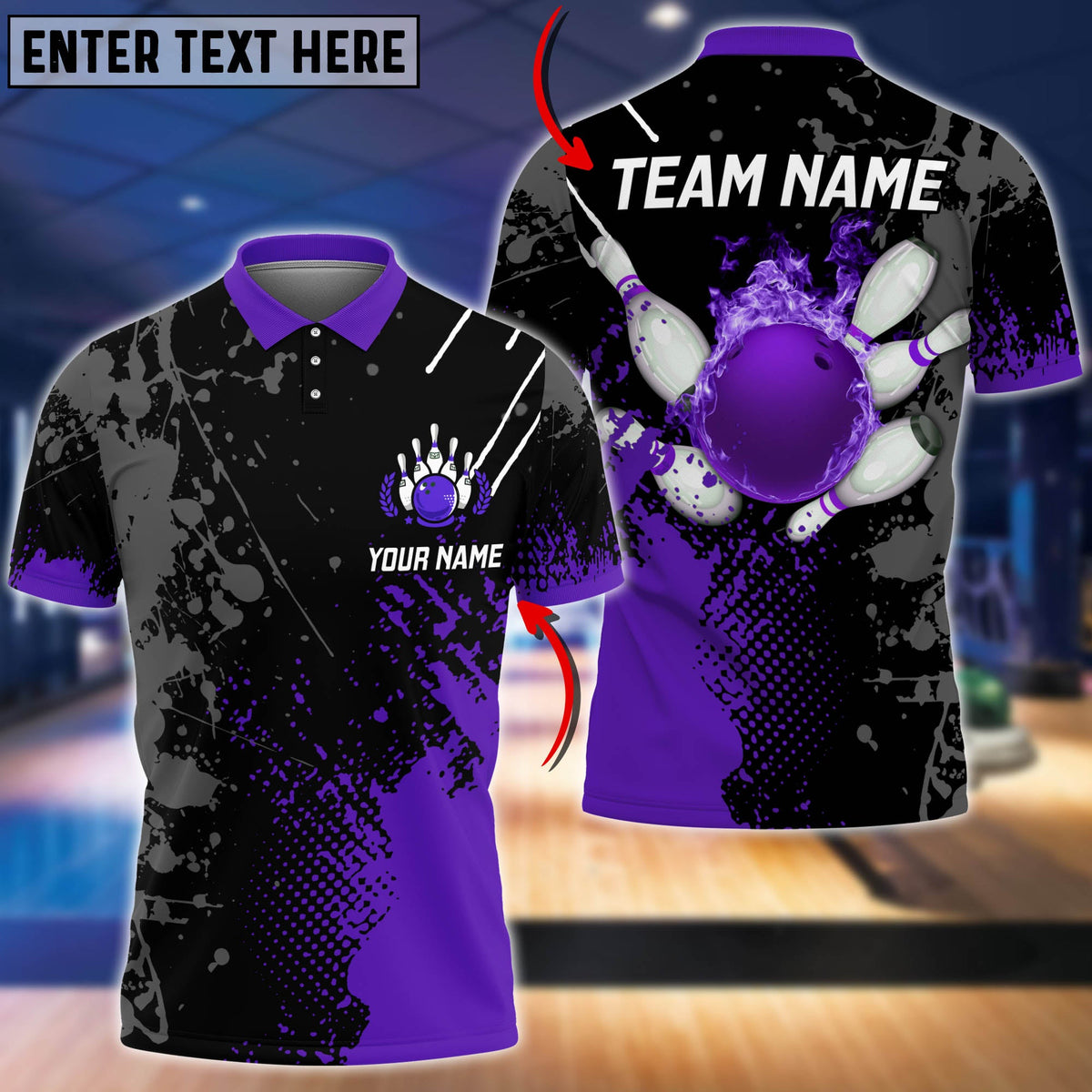 Blisscorners Fire Paint Bowling And Pins Multicolor Option Customized Name 3D Shirt