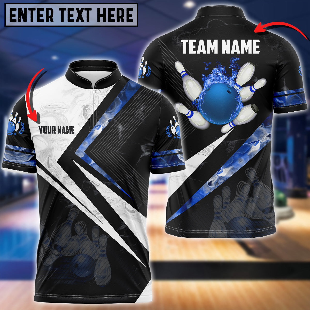 Blisscorners Smoky Flame Bowling And Pins Multicolor Option Customized Name 3D Shirt
