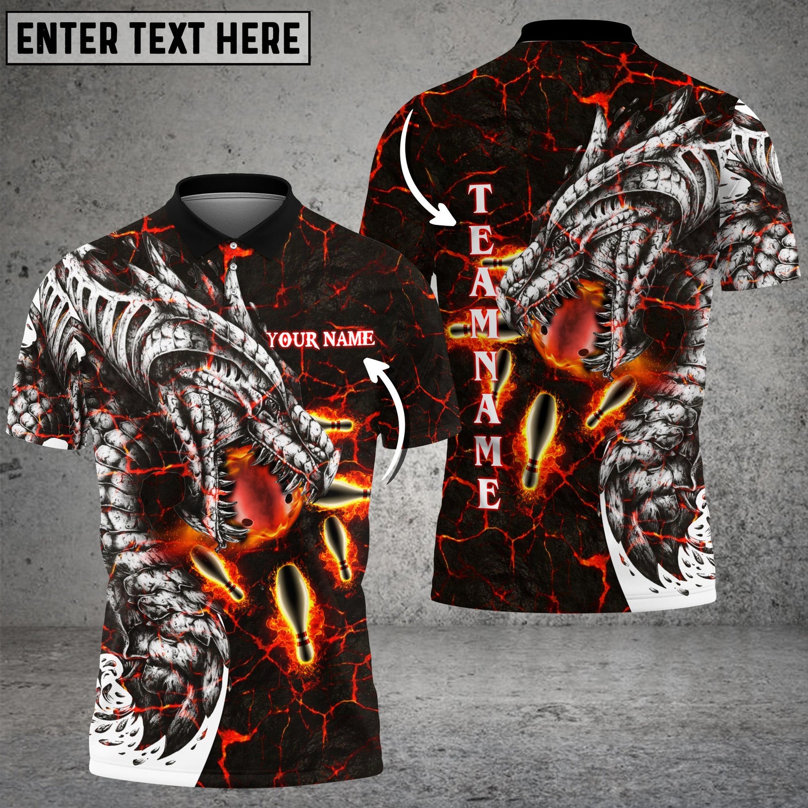 Blisscorners Magma Dragon Bowling And Pins Multicolor Option Customized Name 3D Shirt