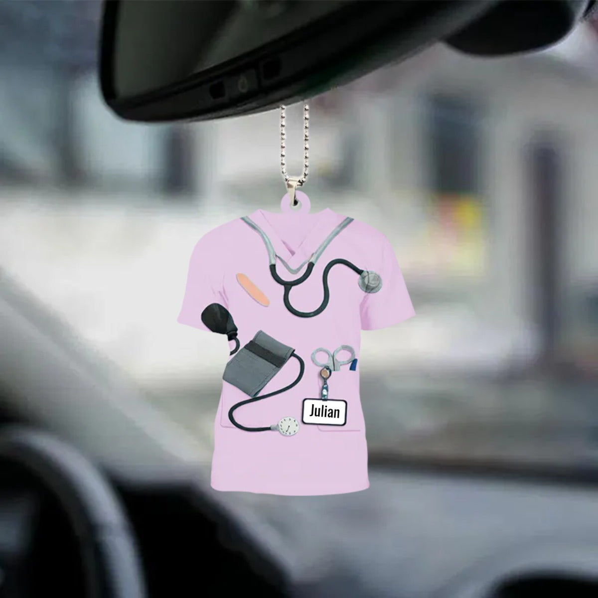 Blisscorners Personalized Proud Nurse Uniform Two Sides Shaped Acrylic Car Hanging Ornament