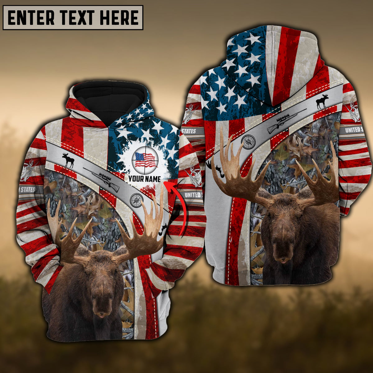 Blisscorners Custom Name Moose Hunting America Shirt 3D All Over Printed Clothes
