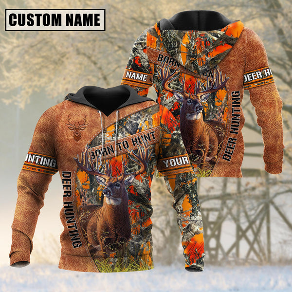Blisscorners Personalized Name Born To Hunt Deer Hunting 3D Shirt